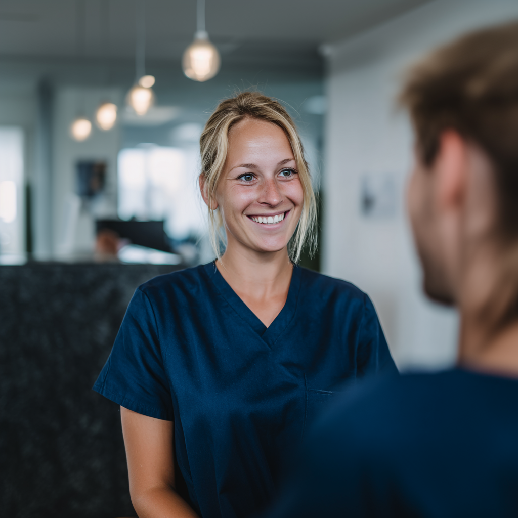 Auf dem Foto sieht man eine MFA, die in Wadern einen Job über www.stellenangebotesaarland.de gefunden hat.