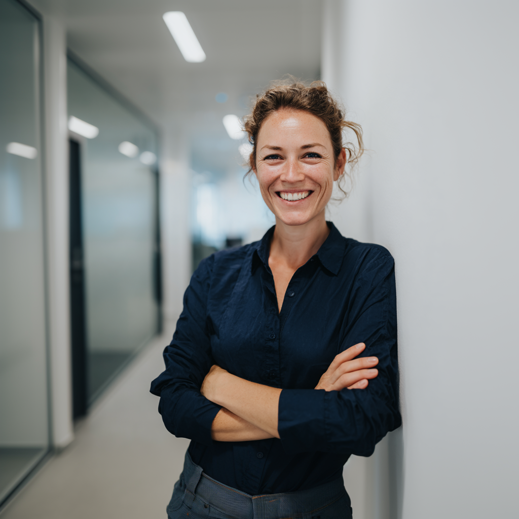 Auf dem Foto sieht man eine Projektleiterin, die im Saarland einen neuen Job unter www.arbeitgebersaarland.de gefunden hat.