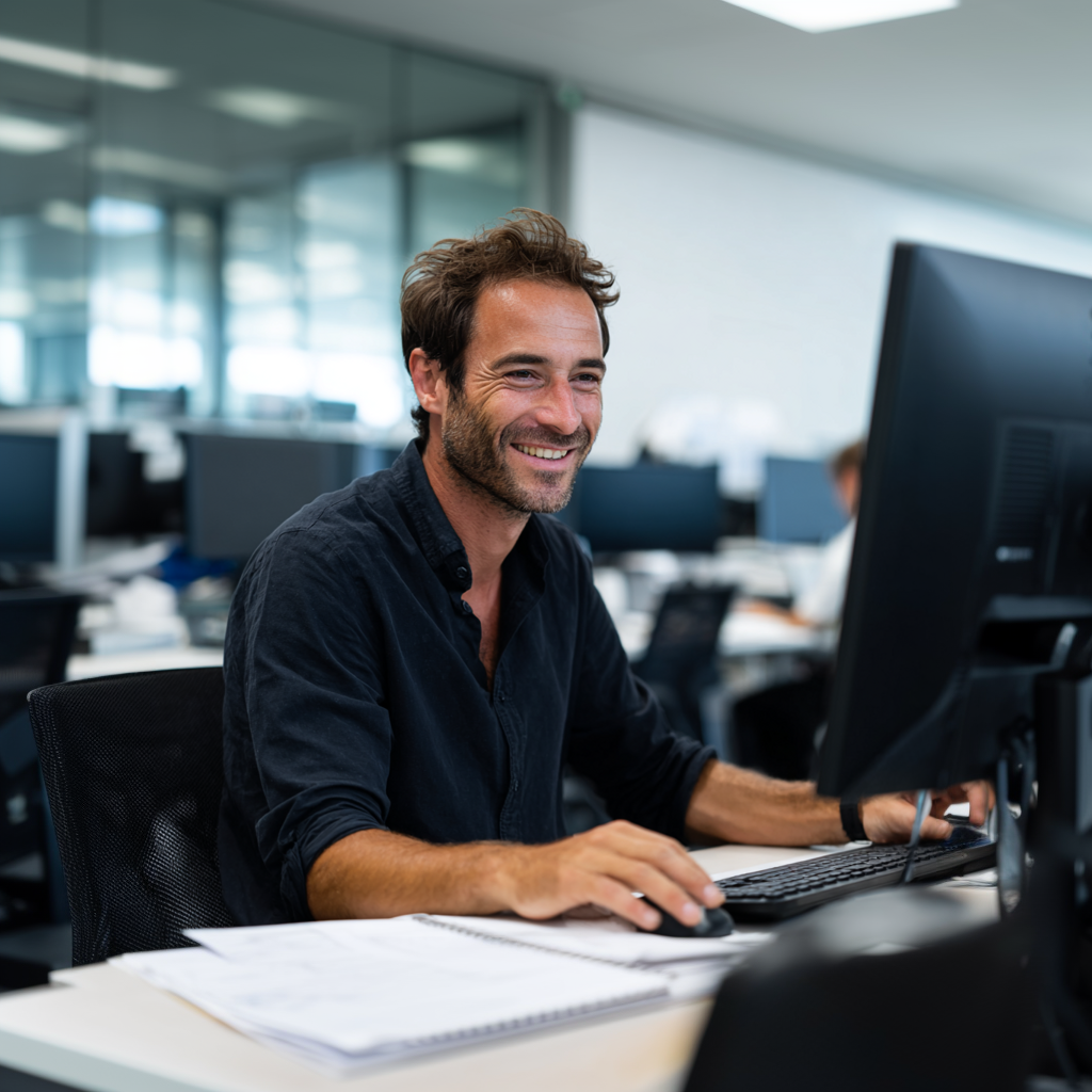 Auf dem Foto sieht man einen Schichtleiter aus dem Saarland, der seinen Job auf www.arbeitgebersaarland.de gefunden hat.